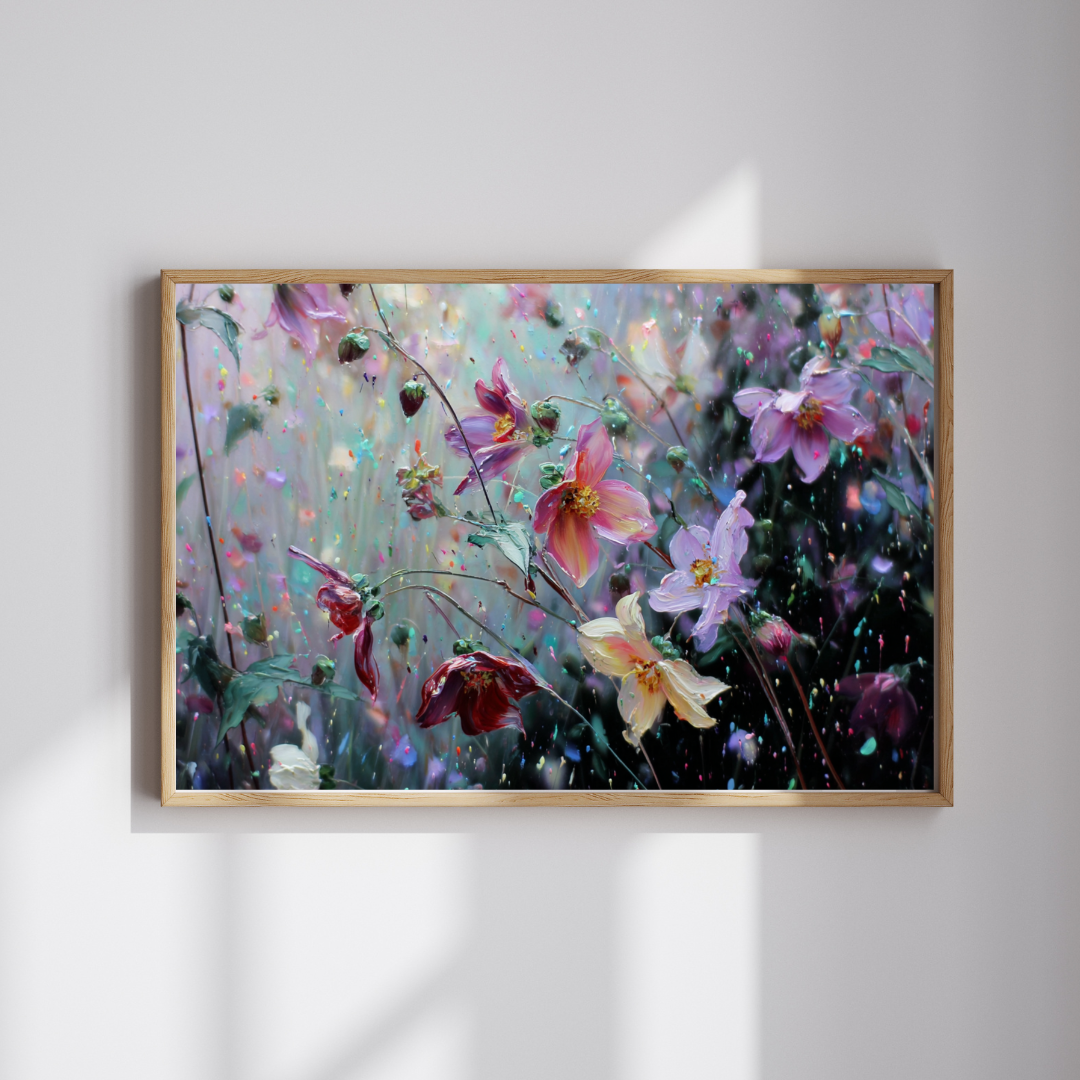 Abstract Wildflower Jigsaw Puzzle - Ethereal Garden in Motion