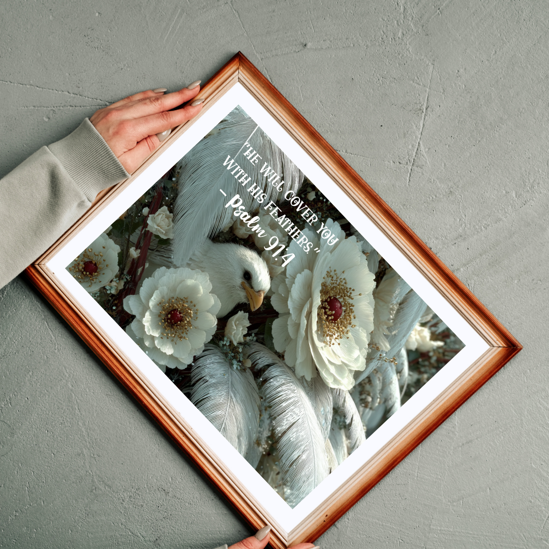 Under His Wings - Divine Shelter Jigsaw Puzzle, Religious Christian Faith-Based Game, Biblical Quote Psalm 91:4, Inspirational Gift Puzzle The Puzzle Chest