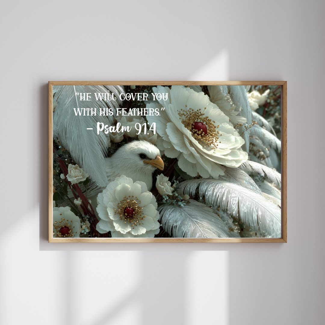 Under His Wings - Divine Shelter Jigsaw Puzzle, Religious Christian Faith-Based Game, Biblical Quote Psalm 91:4, Inspirational Gift Puzzle The Puzzle Chest