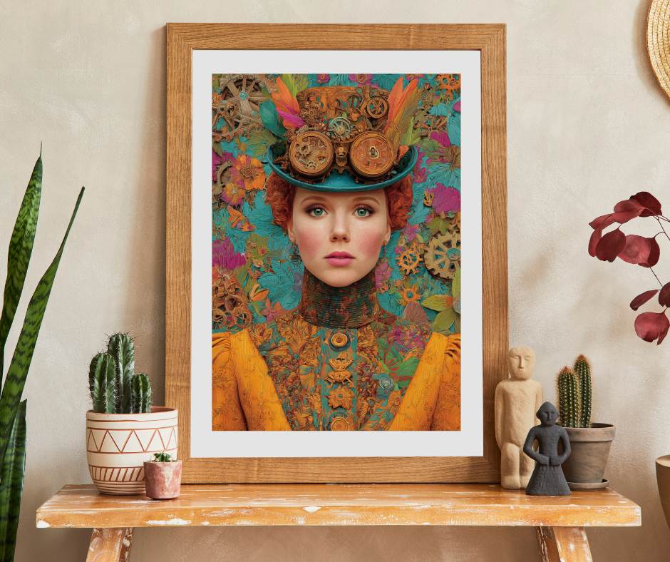 Detailed Steampunk Woman Jigsaw Puzzle – Fantasy Floral Art with Intricate Victorian Hat Puzzle The Puzzle Chest