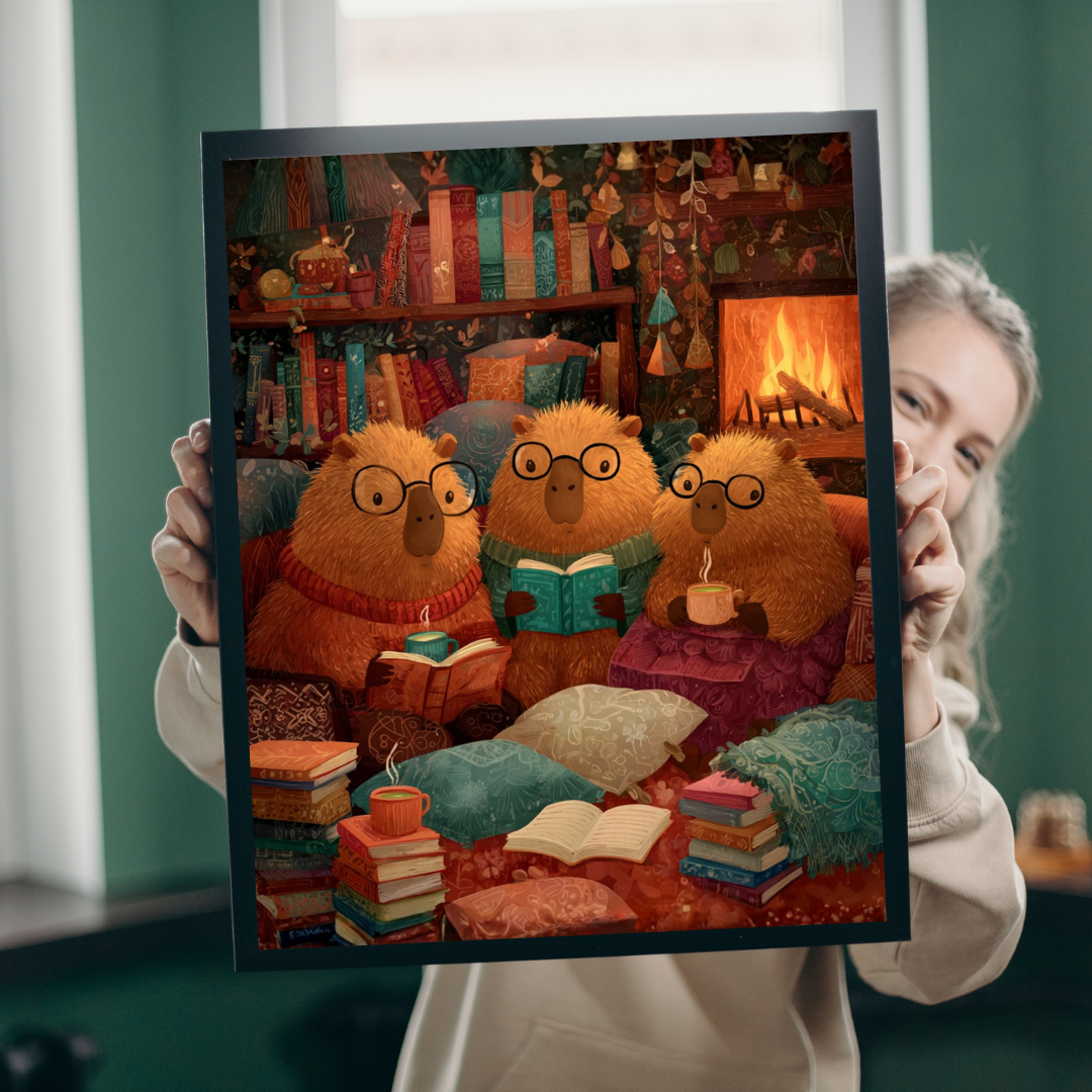 Capybaras Book Nook Jigsaw Puzzle, Cozy Animal Themed Game for Kids and Adults Puzzle The Puzzle Chest