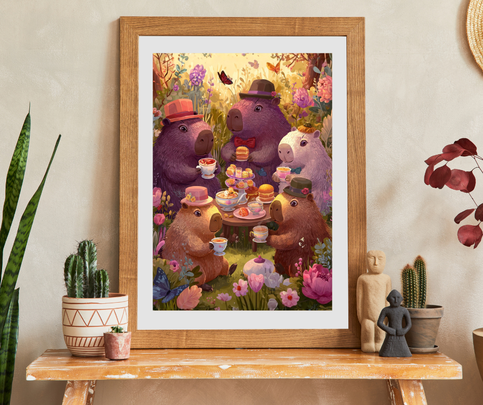 Capybara Tea Party in the Meadow Jigsaw Puzzle, Animal Themed Game for Kids and Adults Puzzle The Puzzle Chest
