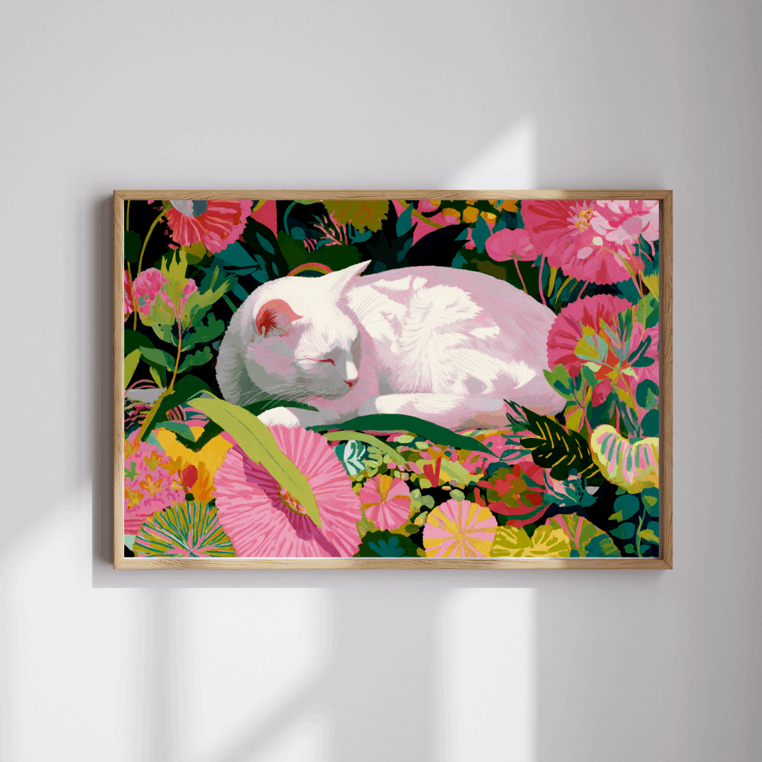 The Sleeping Garden Cat β Bright Fauvist Garden Jigsaw Puzzle, Animal Theme Nature and Cat Art Puzzle Puzzle The Puzzle Chest