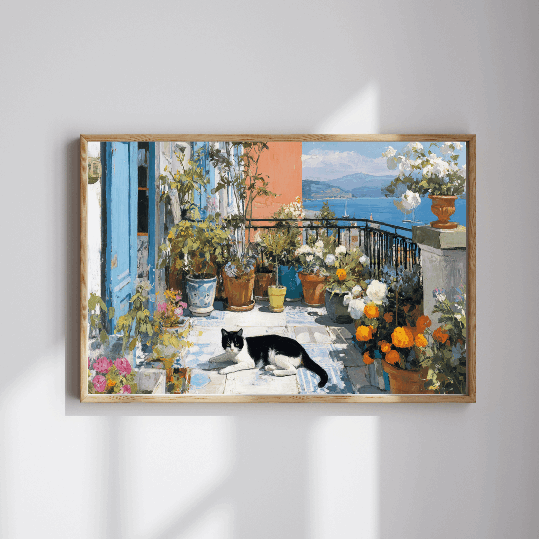 Cat on the Flower Balcony β Seaside Fauvist Jigsaw Puzzle, Animal Theme Kitten Puzzle Puzzle The Puzzle Chest