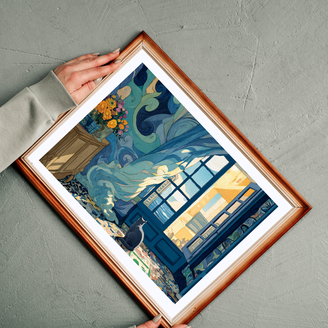 Cat and the Blue Window – Serene Fauvist Jigsaw Puzzle, Animal Theme Seaside Kitten Puzzle, Matisse-Inspired Puzzle The Puzzle Chest