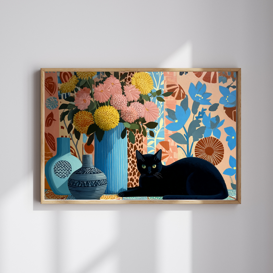 Cat with Blue Vase – Matisse-Inspired Fauvist Kitten Jigsaw Puzzle, Animal Theme Floral Cat Art Puzzle Puzzle The Puzzle Chest