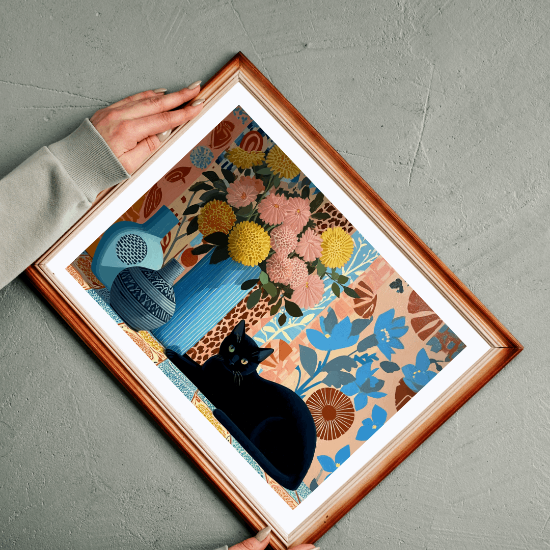 Cat with Blue Vase – Matisse-Inspired Fauvist Kitten Jigsaw Puzzle, Animal Theme Floral Cat Art Puzzle Puzzle The Puzzle Chest