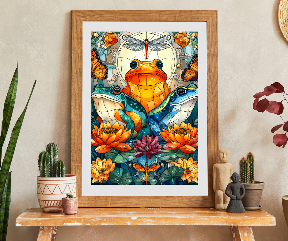 Colorful Frog and Lotus Illustration Puzzle | 110/252/520/1014 Piece Animal Jigsaw Puzzle The Puzzle Chest