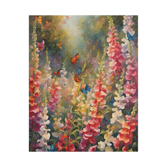 Butterfly and Snapdragon Flower Jigsaw Puzzle, Serene Floral Nature Scene, Ideal Gift for Nature Lovers, Puzzle Enthusiasts, Art Fans 520 pcs (Vertical) Puzzle The Puzzle Chest