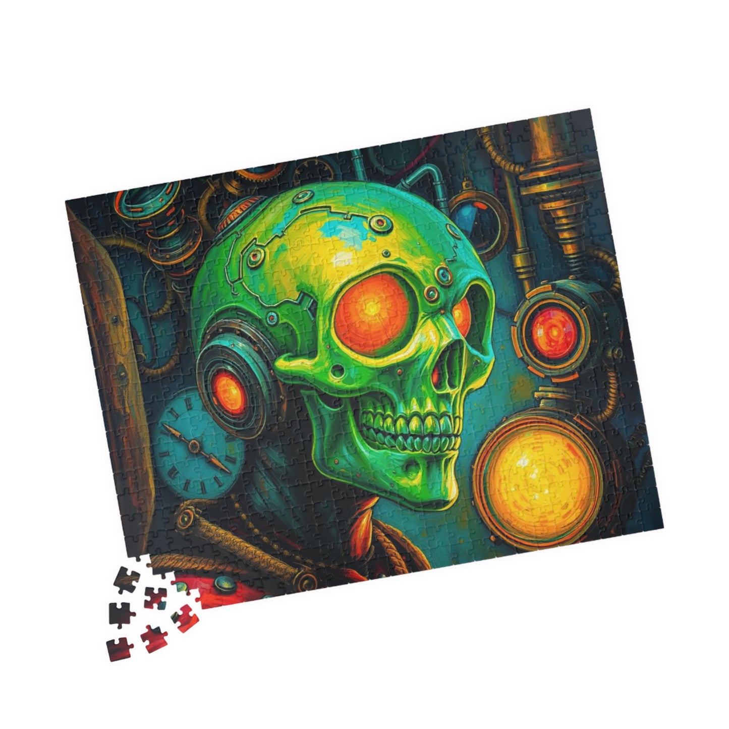 Neon Machina Jigsaw Puzzle, Steampunk Skull Puzzle, 110-1014 Piece Unique Gift for Family, Friends, Party Activity, Halloween Brain Teaser Puzzle The Puzzle Chest