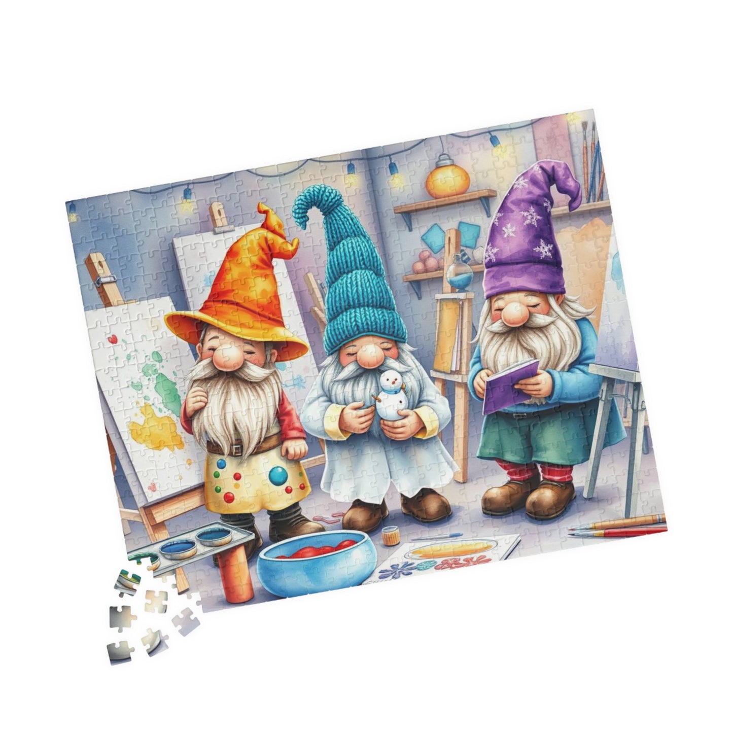 Artist Gnome Puzzle - Fantasy Mythical Jigsaw Puzzle with Palette and Canvas Puzzle The Puzzle Chest
