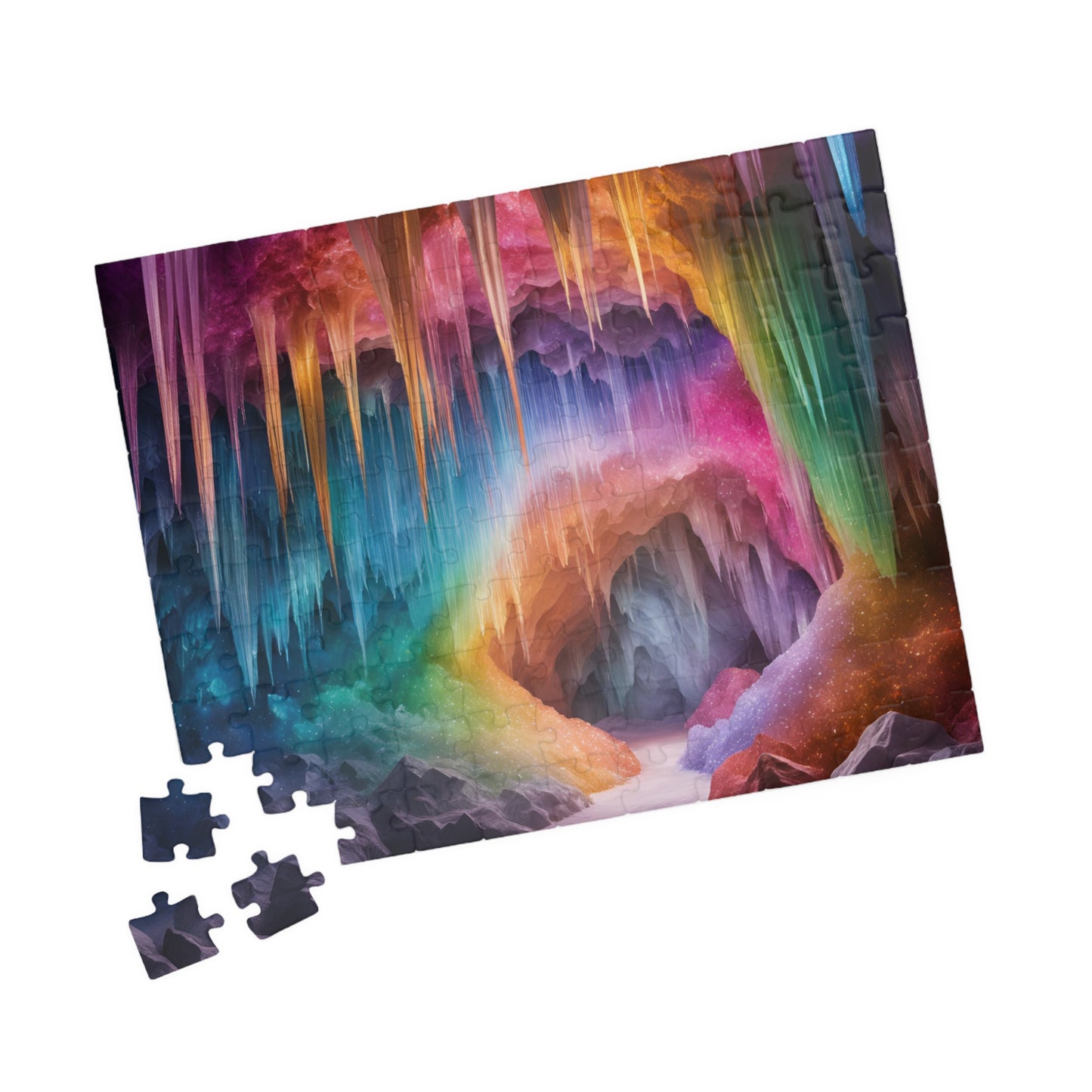 Crystal Craven Trippy Puzzle, Colorful Fantasy Mystical Rainbow Cave Scene, Challenging Jigsaw Game, Fun Family Activity, Meditation Tool Puzzle The Puzzle Chest