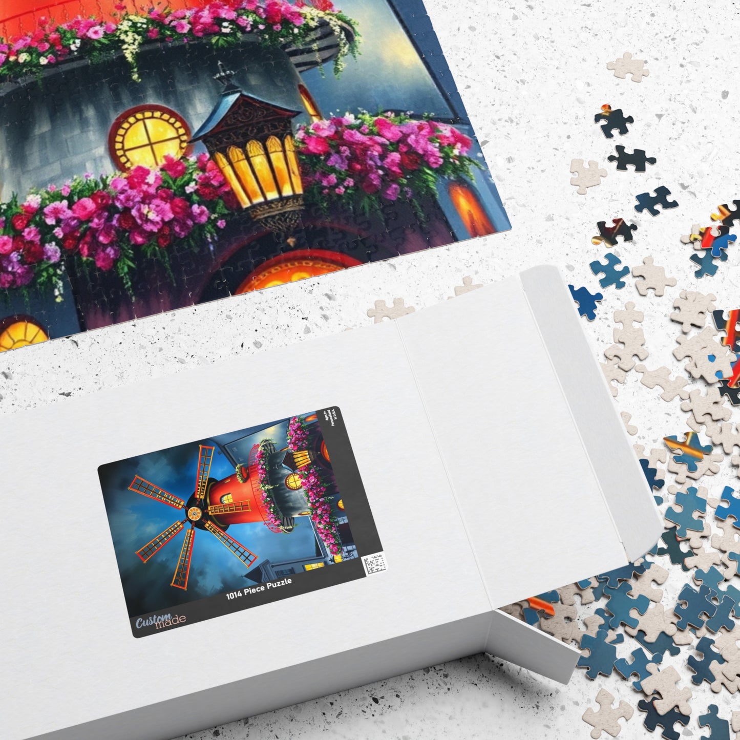 Moulin Rouge Windmill Puzzle, Famous Parisian Landmark Tourist Attraction Jigsaw Game, Vibrant Nighttime Paris Scene, Best Travel Lover Gift Puzzle The Puzzle Chest