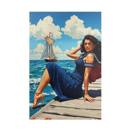 Vintage Sailor Girl Puzzle - Nautical Themed Adult Jigsaw Game, Gift for Puzzle Lovers, 110-1014 Piece, Perfect for Holidays and Birthdays 1014 pcs (Vertical) Puzzle The Puzzle Chest