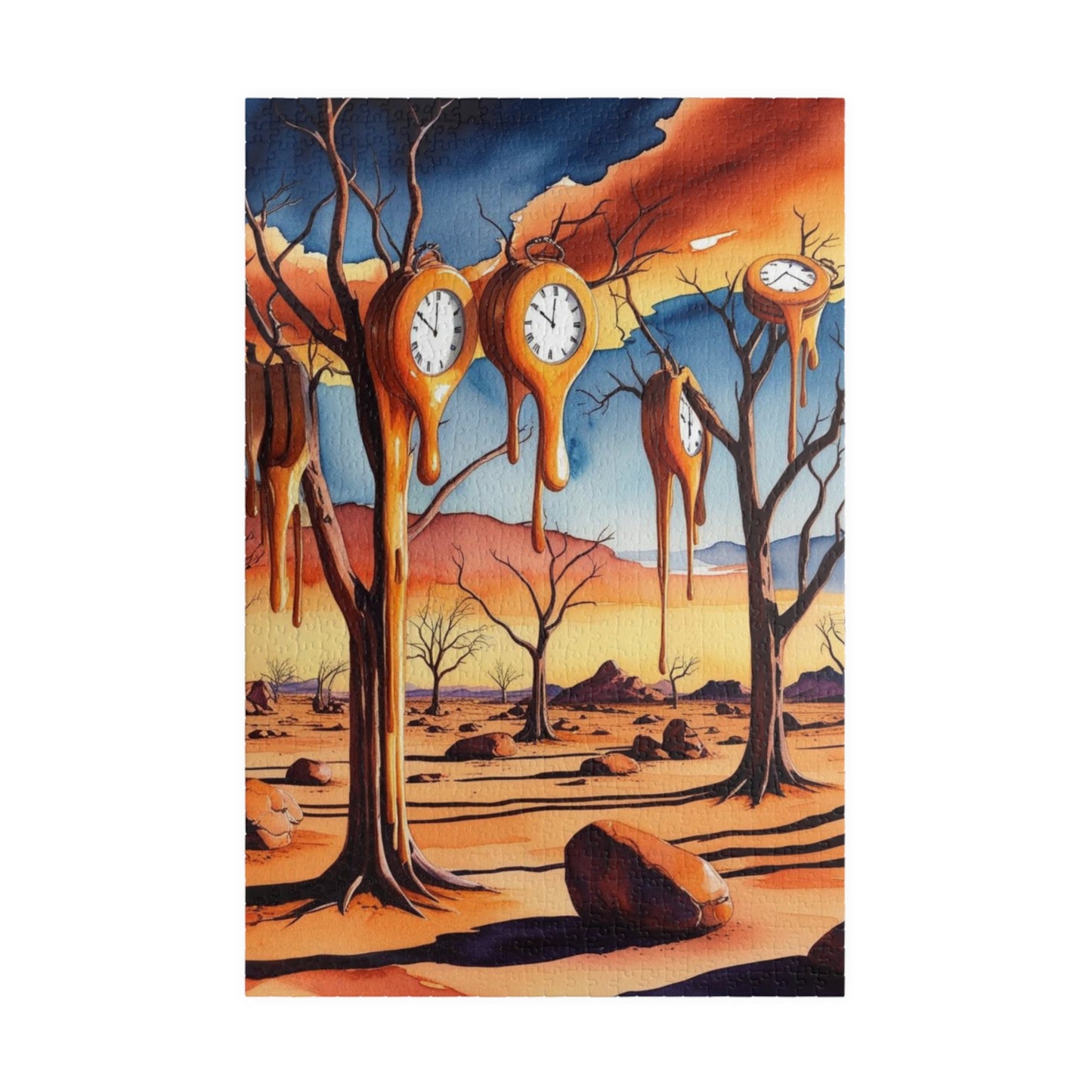 Surreal Desert Landscape Jigsaw Puzzle, Melting Clocks and Barren Trees, Mind-bending Fantasy Art Game, Salvador Dali Inspired, Giftable 1014 pcs (Vertical) Puzzle The Puzzle Chest