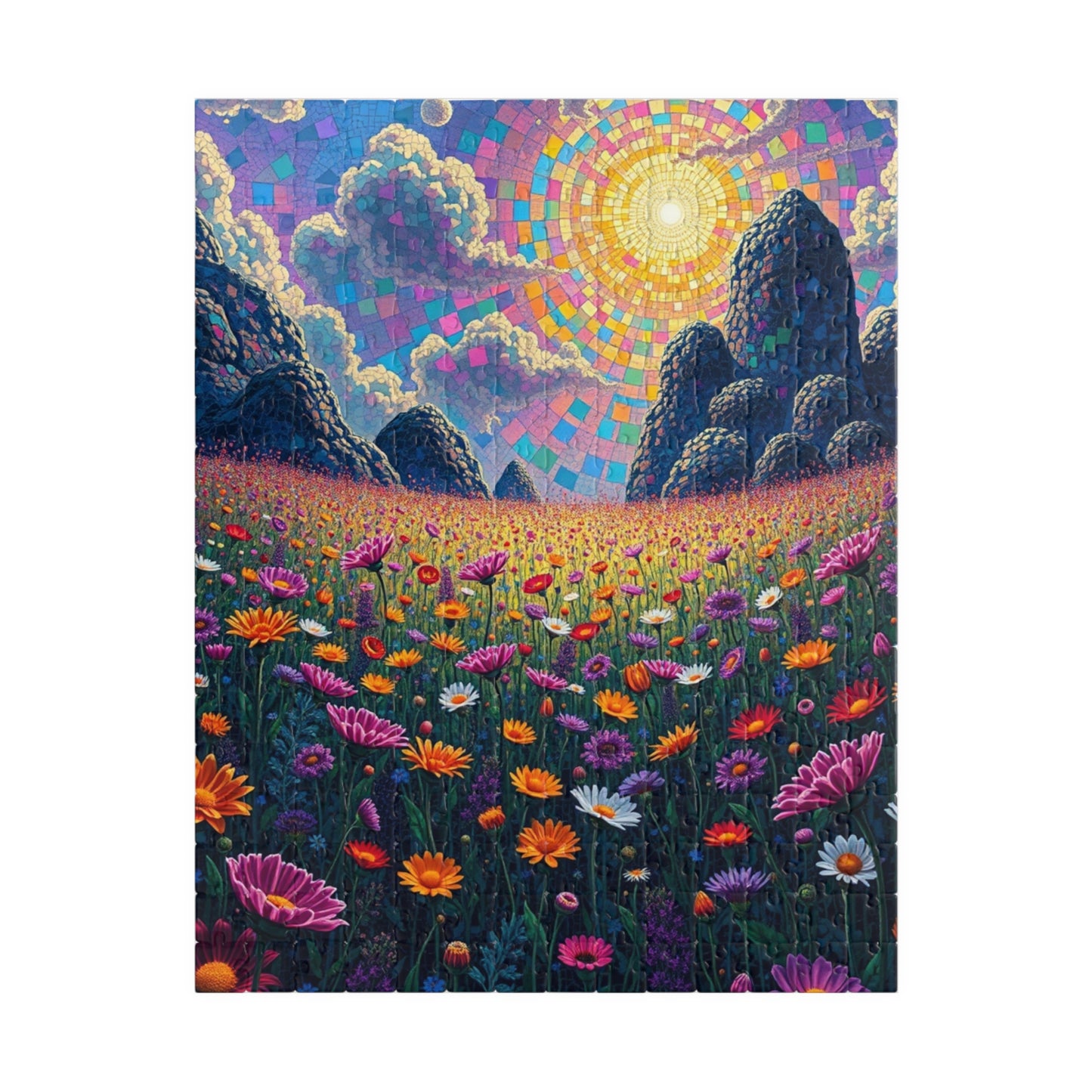 Colorful Sunrise Flower Puzzle, Floral Mosaic Jigsaw Game for Adults, Nature Art Puzzle, Family Game Night, Gift for Nature Lovers 252 pcs (Vertical) Puzzle The Puzzle Chest