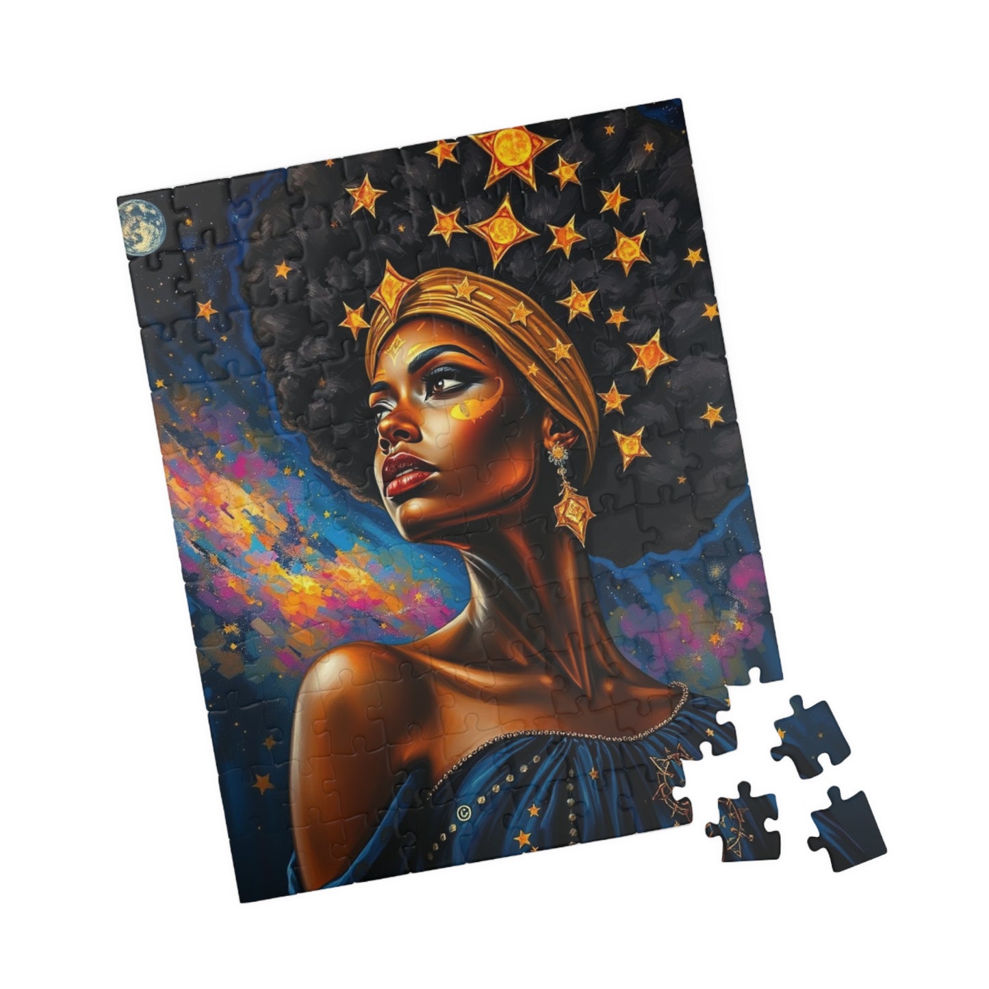 Regal Black Woman Puzzle, Afro Art Jigsaw Game for Adults and Teens, African American Puzzle Lover Gift, Family or Solo Home Entertainment Puzzle The Puzzle Chest