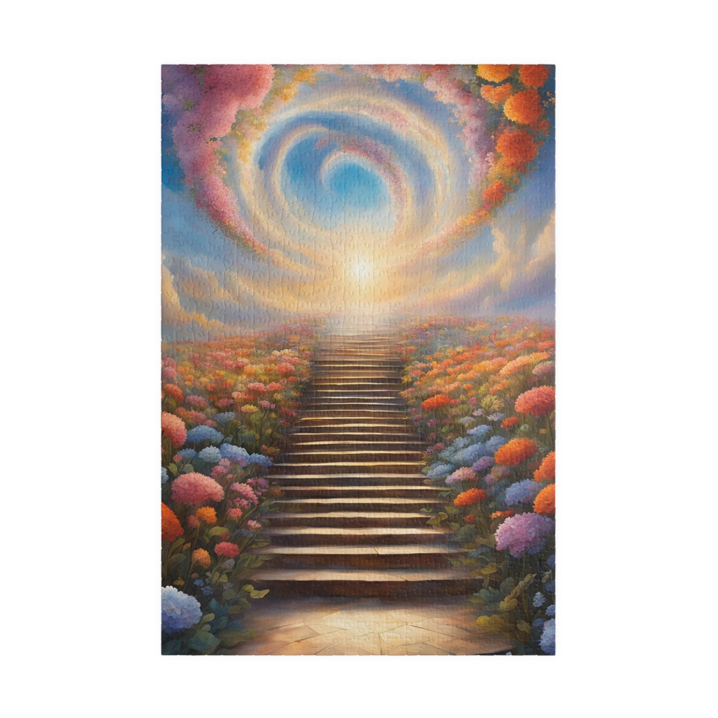 Heavenly Staircase Puzzle, Floral Flower Design, Religious Christian Faith Theme, 110 252 520 1014-Piece Jigsaw, Hobby, Meditation, Family 1014 pcs (Vertical) Puzzle The Puzzle Chest