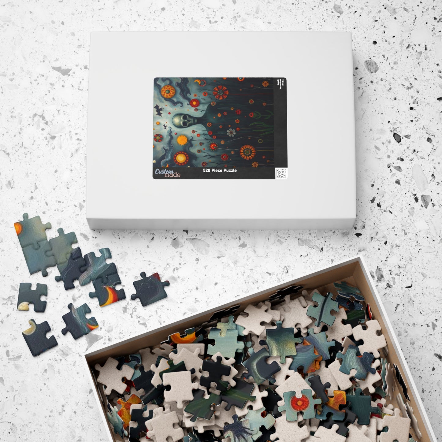 Mystical Skull Puzzle, Unique Art Puzzle, 110, 252, 520, 1014-piece, Home Entertainment, Gift for Puzzle Lovers, Halloween Decor Puzzle The Puzzle Chest