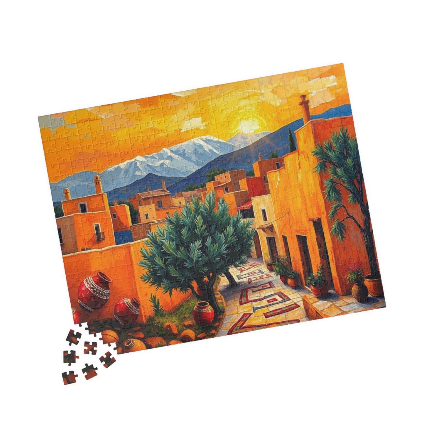 Moroccan Village Sunset Jigsaw Puzzle for Adults, Holiday Birthday Gift for Puzzle Lover, Family Fun, Mindfulness Activity, Art Puzzle The Puzzle Chest