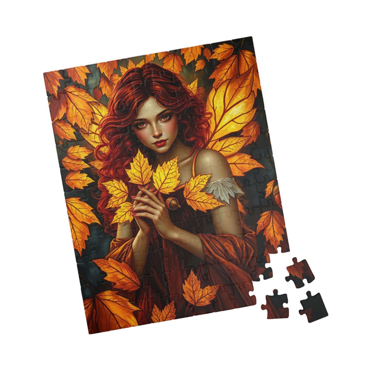 Autumn Leaves Forest Fairy Jigsaw Puzzle, 110, 252, 520, 1014-piece, Cozy Indoor Activity, Gift for Puzzle Lover, Fall Home Decor, Leafy Art Puzzle The Puzzle Chest