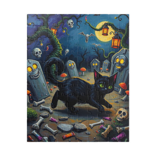 Tailspin Grave Mischief Jigsaw Puzzle - Spooky Cat Puzzle, 110-1014 Piece Halloween Gift, Cat Lover Decor, Family Activity Haunted Night Fun 110 pcs (Vertical) Puzzle The Puzzle Chest