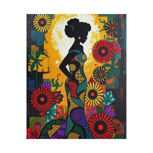 Colorful Lady Silhouette Puzzle - Black Art Inspired Jigsaw Game, Unique Afrocentric Gift for Friends, Family Game Nights, Mental Exercise 520 pcs (Vertical) Puzzle The Puzzle Chest