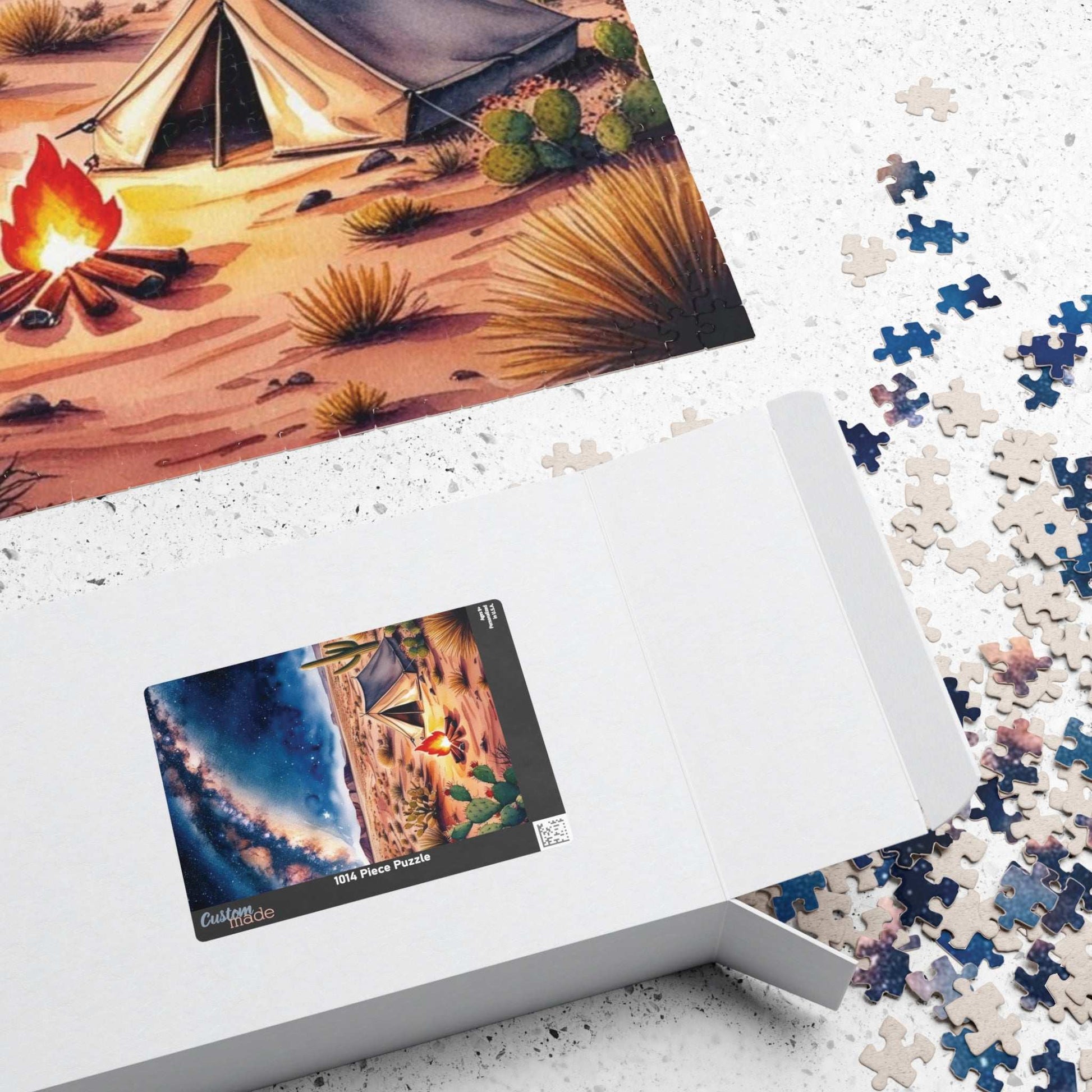 Vast Desert Landscape Jigsaw Puzzle, Milky Way Campfire, and Tent Under the Stars, Peaceful Desert Night Scene Game for Adult Puzzle Lover Puzzle The Puzzle Chest