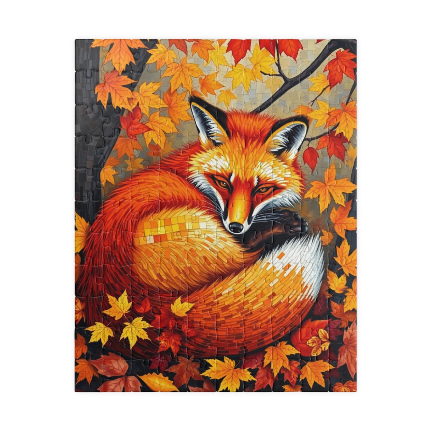 Autumn Forest Fox Mosaic Puzzle, Fall Wildlife Art Cozy Nature Jigsaw Game, Relaxing Hobby, Family Activity, Mindfulness Gift for Puzzle Fan 110 pcs (Vertical) Puzzle The Puzzle Chest