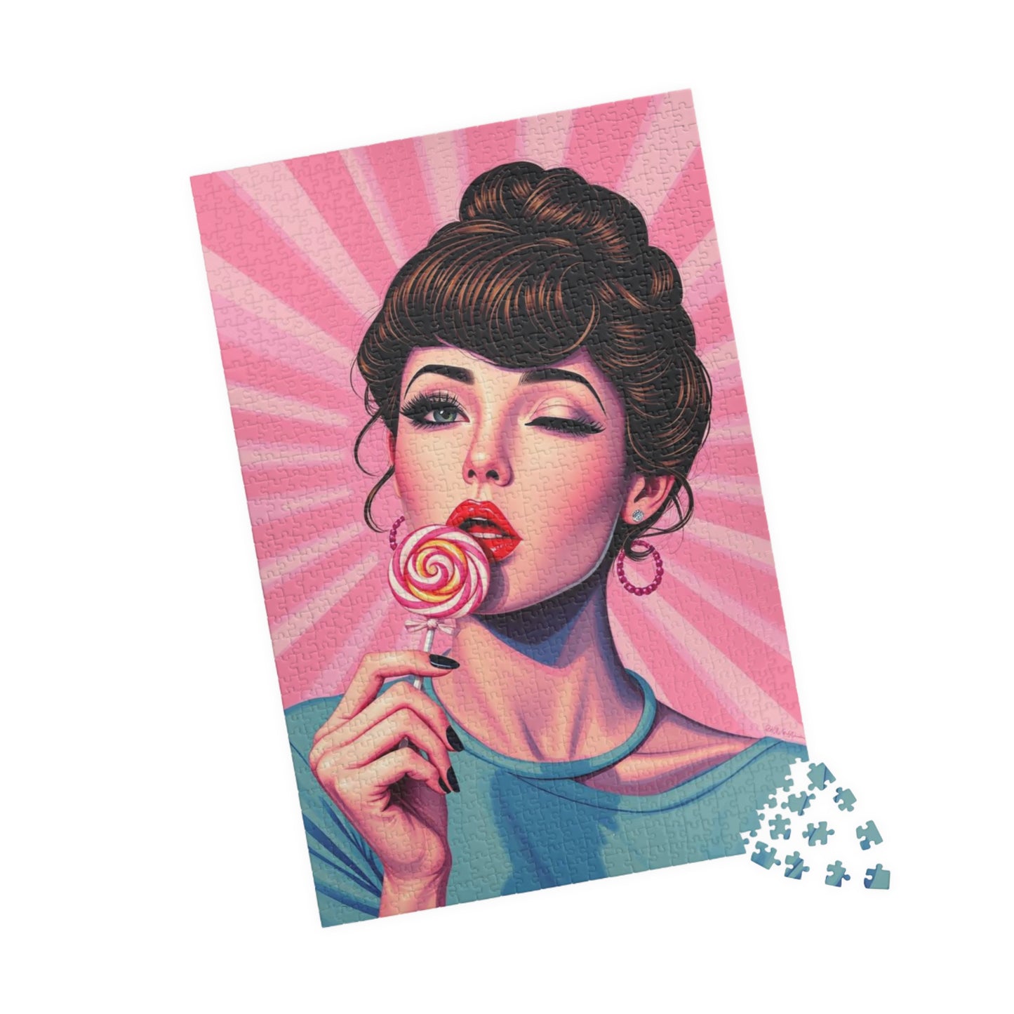 Candy Girl Pop Art Jigsaw Puzzle, Vintage Glamour Puzzle 110 - 1014-piece, Retro Gift for Puzzle Lovers, Home Activity, Fun Collectible
