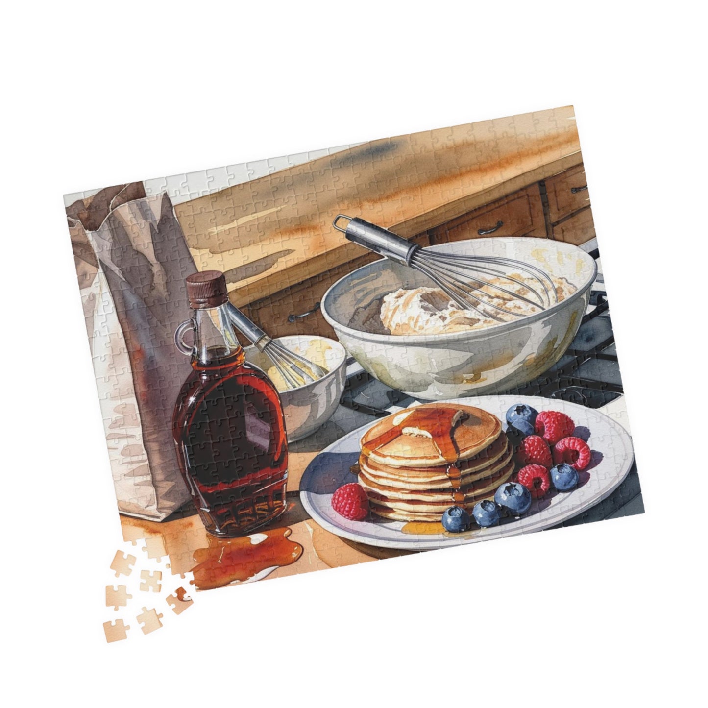 Pancake Breakfast Puzzle, Kitchen Counter Foodie Jigsaw Game, Culinary Cooking Theme, Fun Family Activity, Food Lover Gift 520 pcs (Horizontal) Puzzle The Puzzle Chest