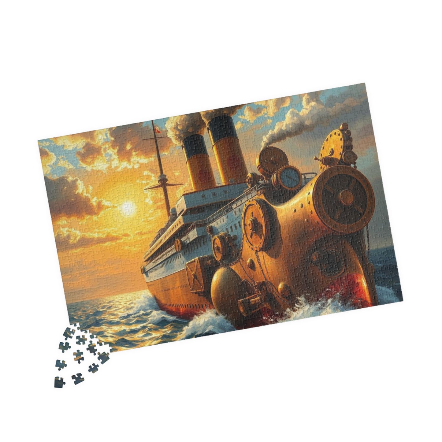 Steampunk Battleship Puzzle, Nautical Jigsaw Game for Adults, Ocean Theme Gift for Maritime Lovers, Family Fun Activity, Mental Exercise Puzzle The Puzzle Chest