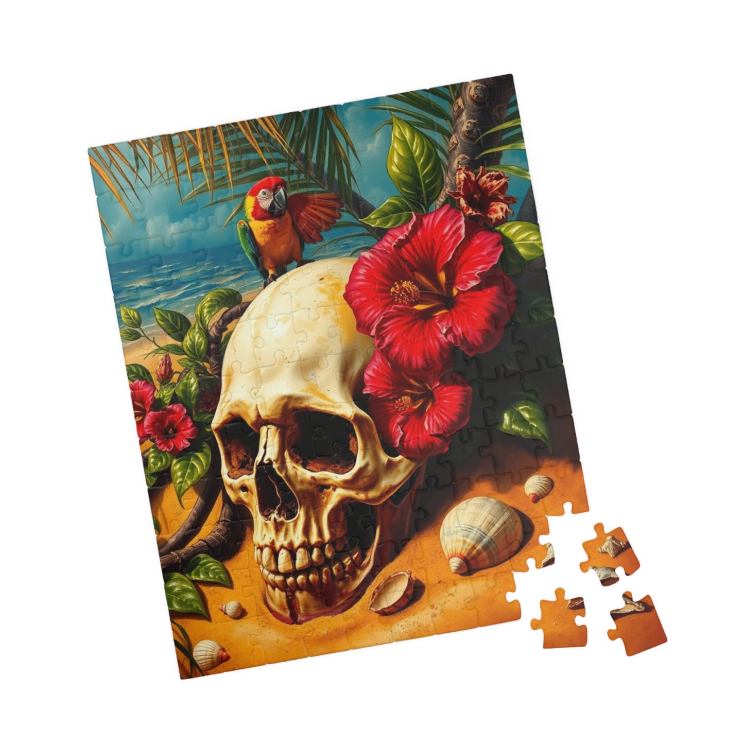 Tropical Skull Artwork Puzzle, 110-1014 Pieces, Beach Scene, Unique Gift for Puzzle Lover, Fun Family Activity, Summer Vibe, Brain Teaser Puzzle The Puzzle Chest