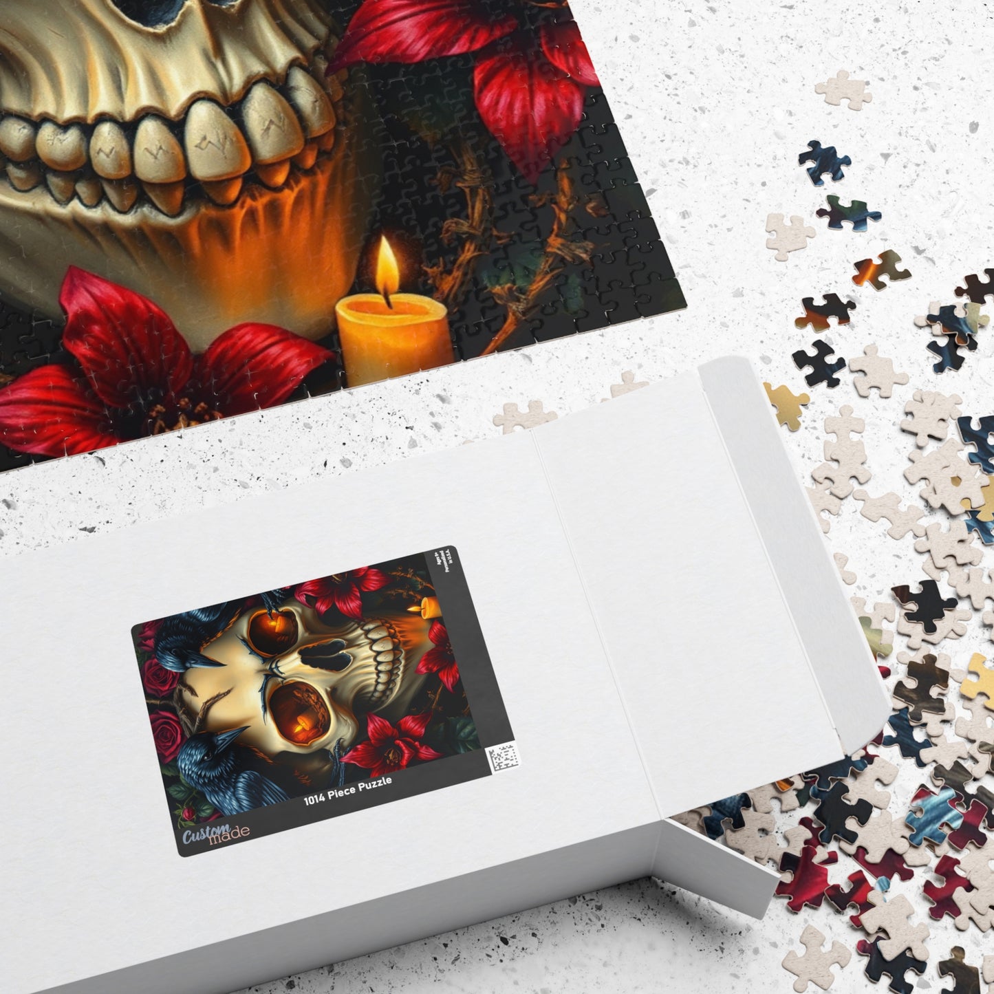 Skull and Roses Puzzle, Dark Floral Gothic Art Adult Jigsaw Game, Puzzle Gifts for Halloween, Mindfulness Solo Fun Puzzle The Puzzle Chest