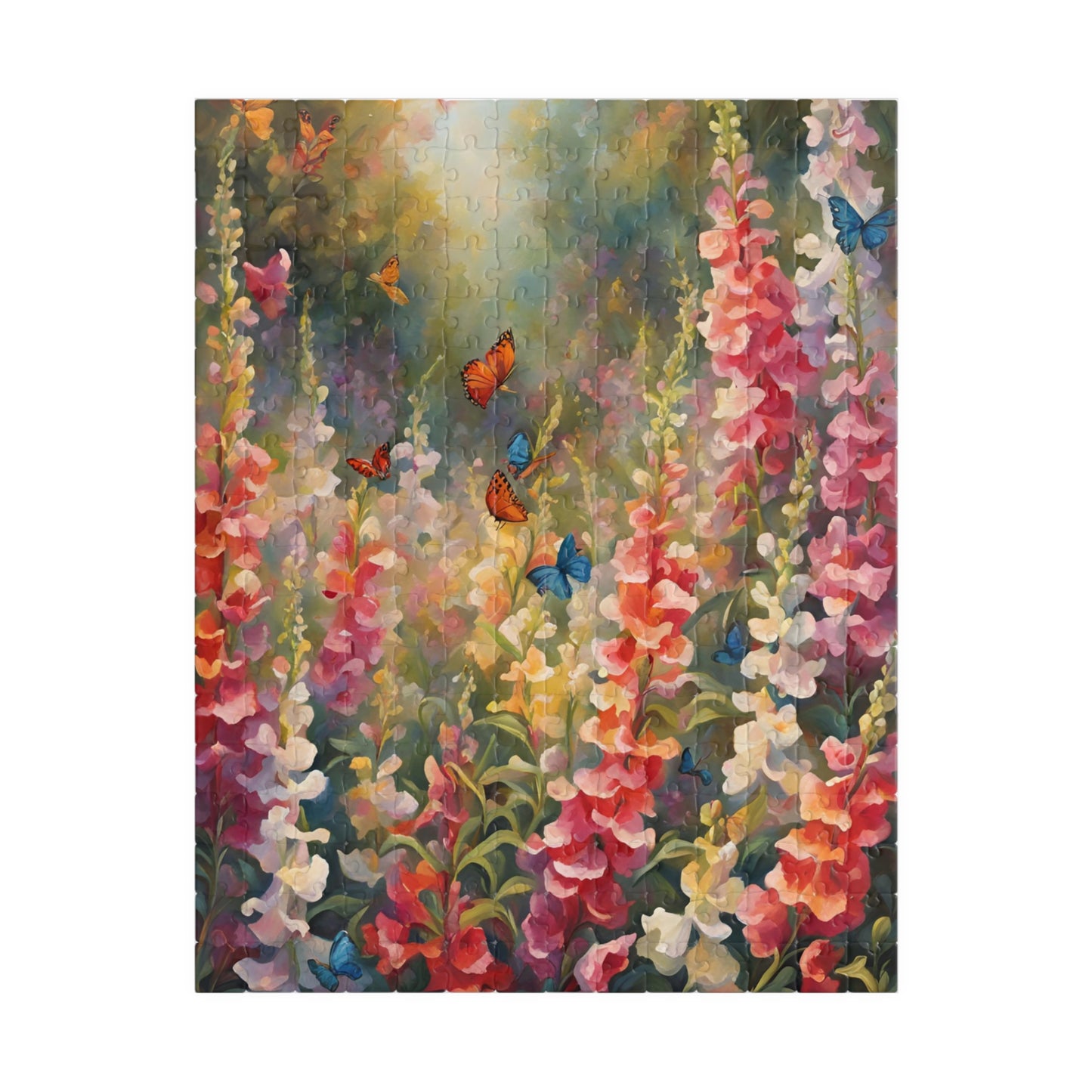 Butterfly and Snapdragon Flower Jigsaw Puzzle, Serene Floral Nature Scene, Ideal Gift for Nature Lovers, Puzzle Enthusiasts, Art Fans 252 pcs (Vertical) Puzzle The Puzzle Chest