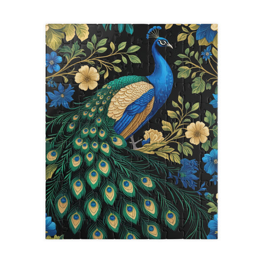 Vintage Peacock Jigsaw Puzzle, Floral Flower Bird Art Design, Tabletop Game Family Activity, Best Gift Animal Lover Puzzle Enthusiast, Hobby 110 pcs (Vertical) Puzzle The Puzzle Chest