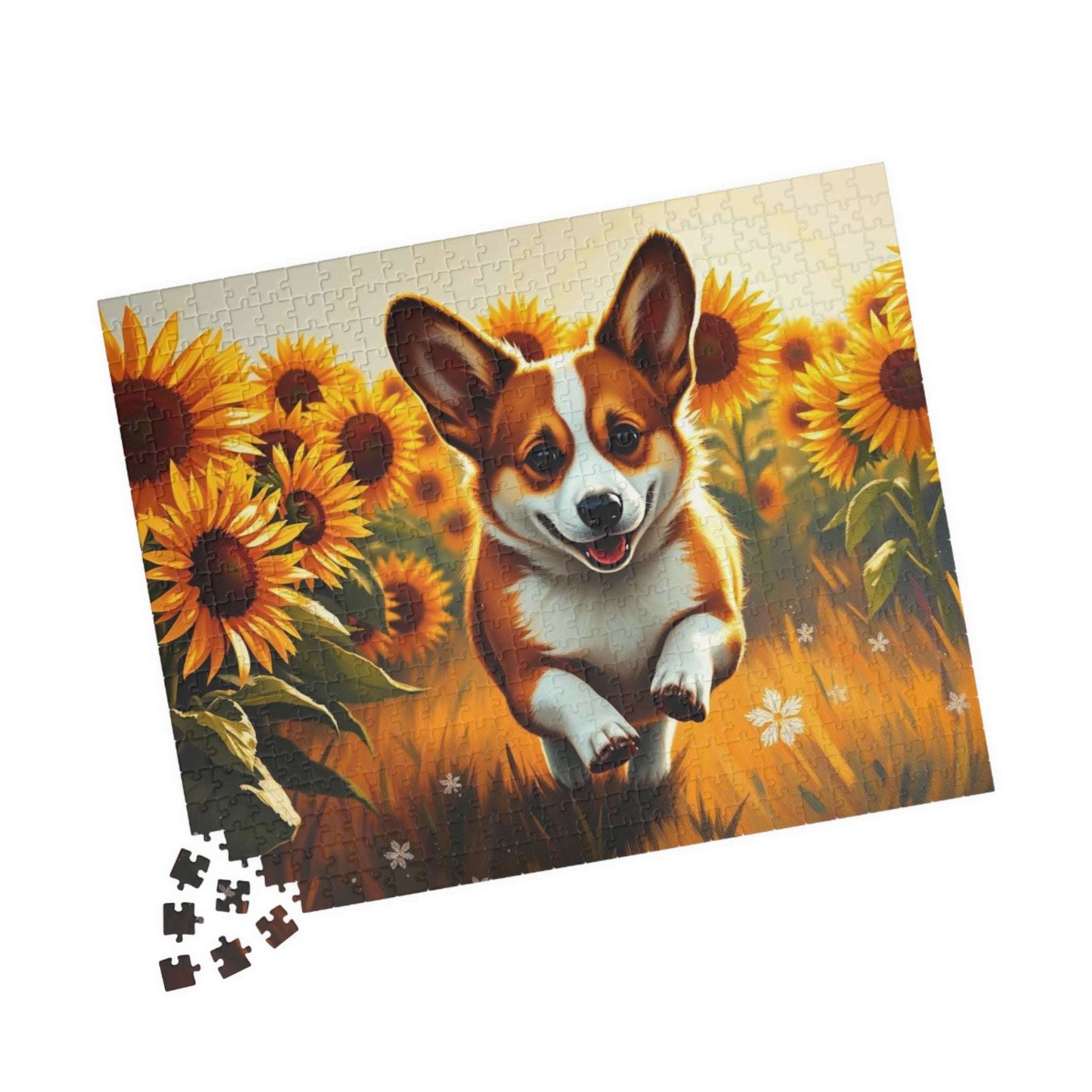 Corgi Sunflower Jigsaw Puzzle - Fun Family Activity, Pet Lover Birthday Holiday Gift for Friends, Home Entertainment Puzzle The Puzzle Chest