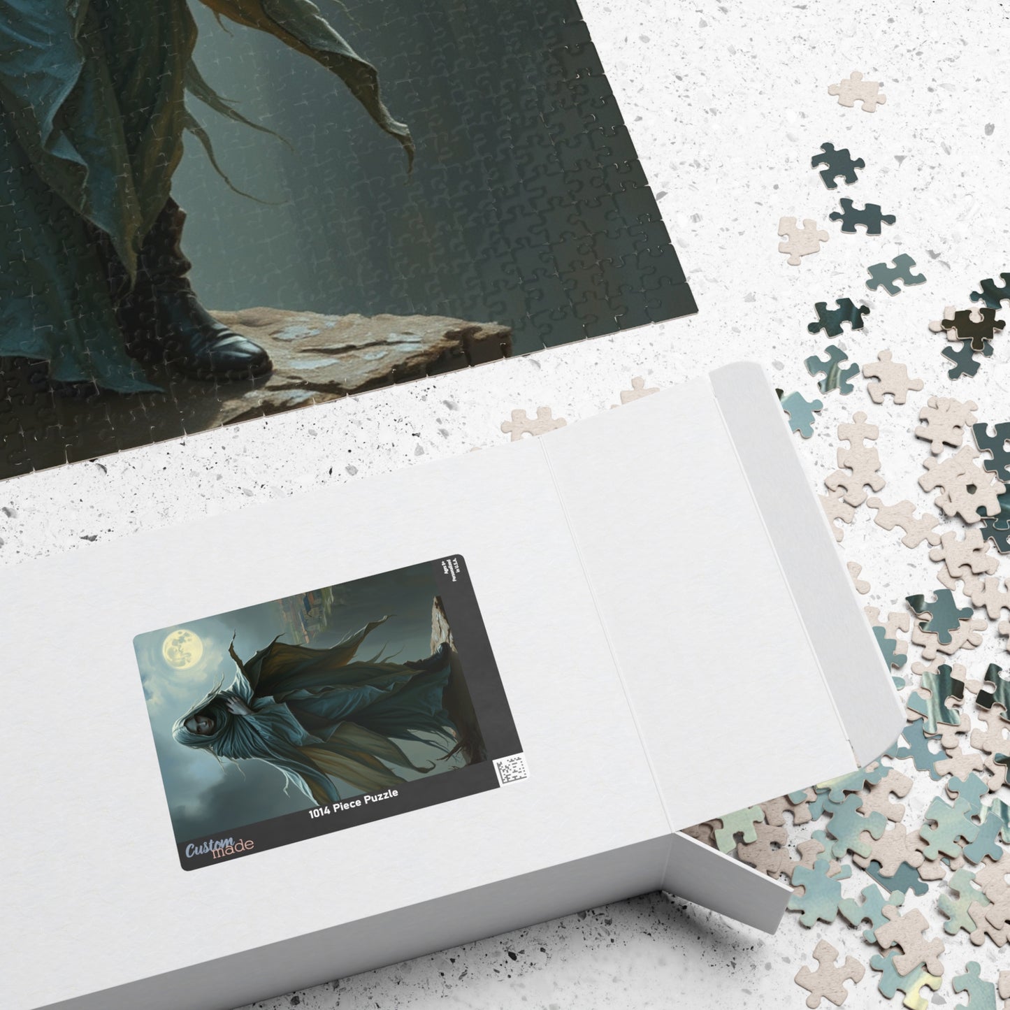 Gothic Puzzle, Banshee Design 110-1014 Piece Jigsaw, Moonlit Village Windswept Cliff Silver Gray Shroud, Unique Gift Idea, Relaxing Activity Puzzle The Puzzle Chest