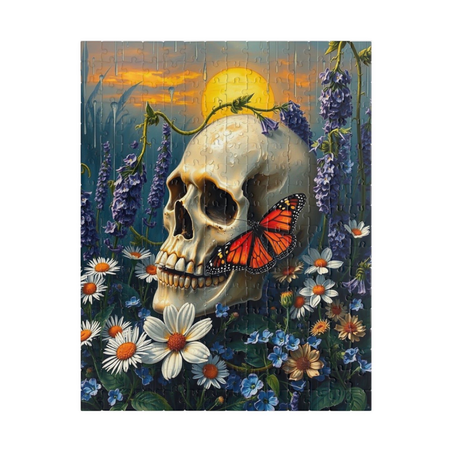 Skull and Butterfly Puzzle, Artistic Dark Art Jigsaw Puzzle for Adults, Unique Gothic Artwork Puzzle Lover Gift, Relaxing Fun Solo Activity 252 pcs (Vertical) Puzzle The Puzzle Chest