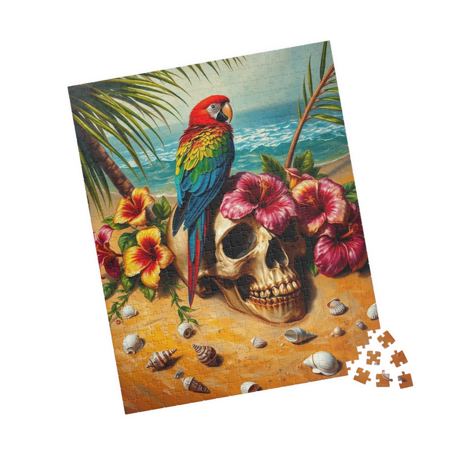 Colorful Parrot Skull Puzzle, Fun Nature Theme Jigsaw Game for Adults, Family Game Night, Beach Lover and Puzzle Enthusiast Holiday Gift Puzzle The Puzzle Chest