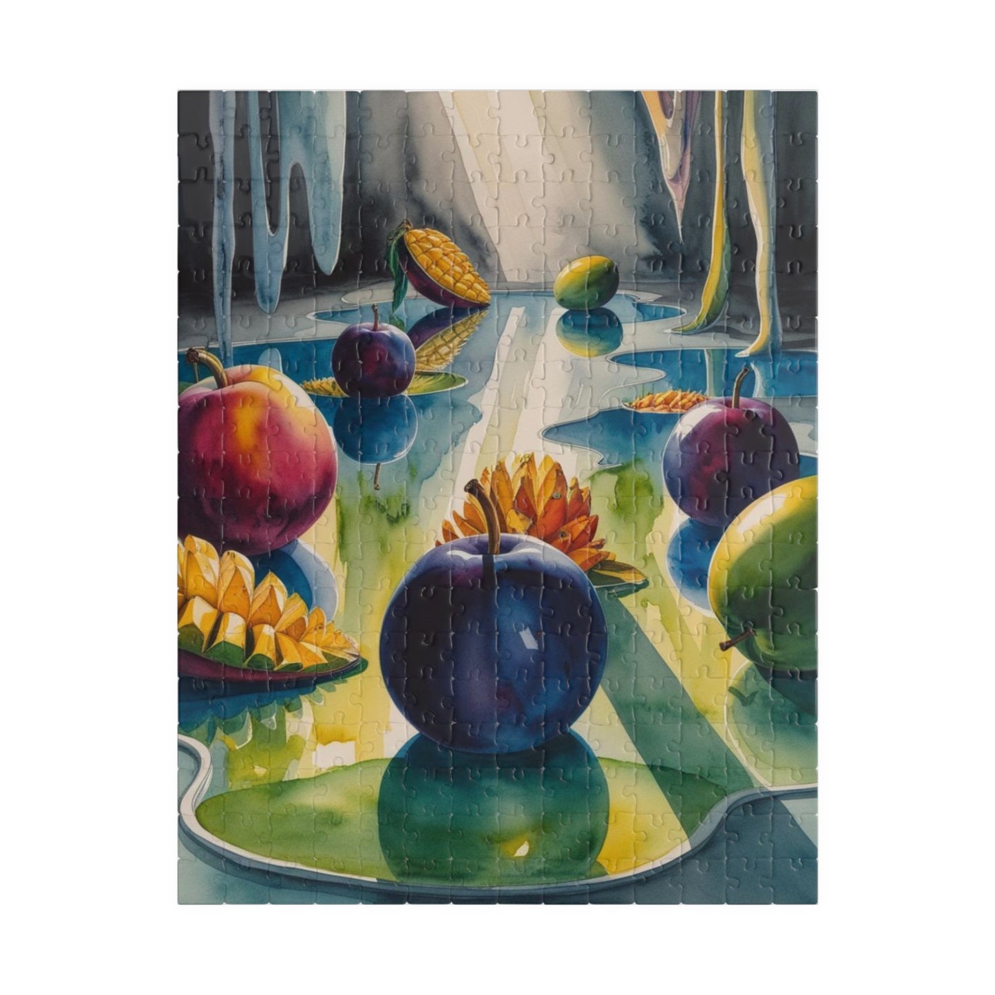 Surreal Dreamscape Puzzle, Oversized Fruit and Reflective Pools Jigsaw Game Inspired by Salvador Dali, Unique Giftable Puzzle, Mindfulness 252 pcs (Vertical) Puzzle The Puzzle Chest