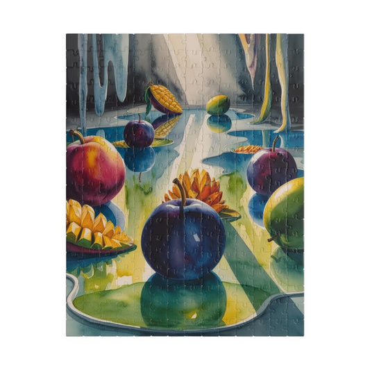 Surreal Dreamscape Puzzle, Oversized Fruit and Reflective Pools Jigsaw Game Inspired by Salvador Dali, Unique Giftable Puzzle, Mindfulness 252 pcs (Vertical) Puzzle The Puzzle Chest