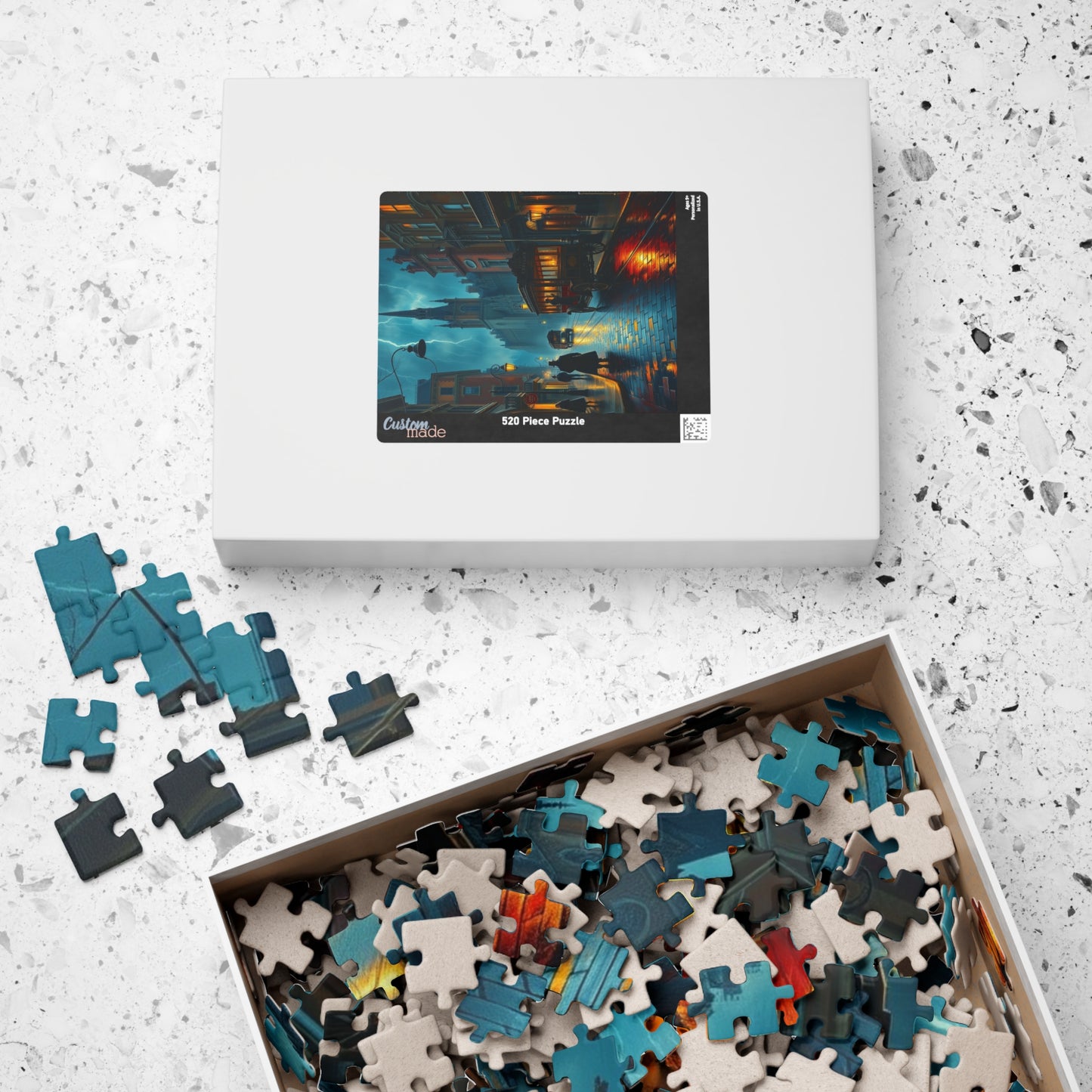 Gothic Victorian Street Jigsaw Puzzle (110-1014 Piece), Haunted Street with Gas Lamps, Rain, and Cloaked Shadows, Gift for Fans of Dark Art Puzzle The Puzzle Chest