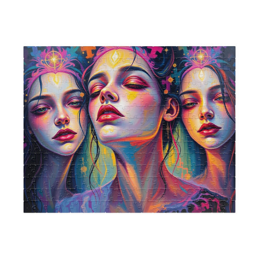 Colorful Art Puzzle - Tranquil Trio | 110, 252, 520, 1014-piece Jigsaw | Meditation Theme | Gift for Art Lovers, Family Activity, Relaxation 252 pcs (Horizontal) Puzzle The Puzzle Chest