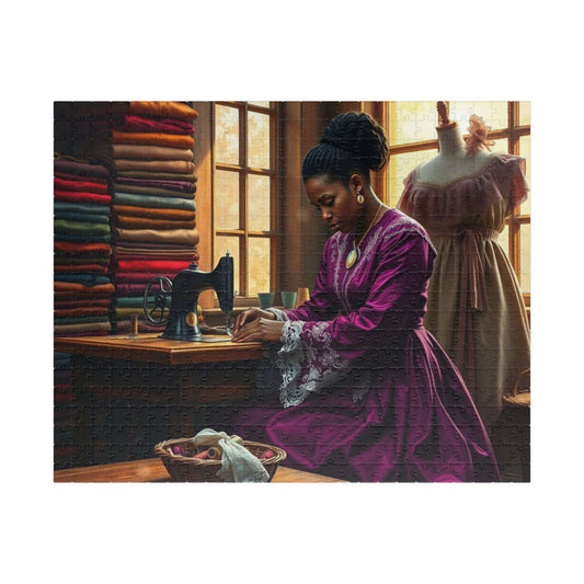 Victorian Black Seamstress Jigsaw Puzzle, Afrocentric Black Woman Art Puzzle The Puzzle Chest
