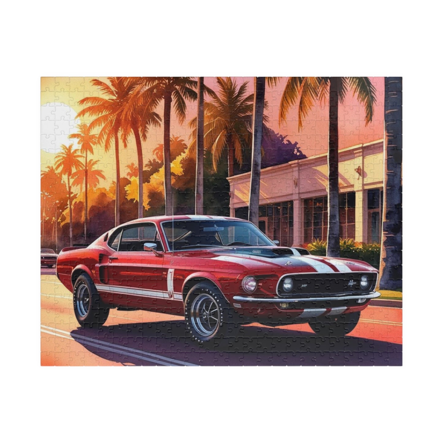 Muscle Car Jigsaw Puzzle for Adults Sunset Scene, 110-1014 Piece Vintage Style Tabletop Family Game, Puzzle Lover Retro Gift 520 pcs (Horizontal) Puzzle The Puzzle Chest