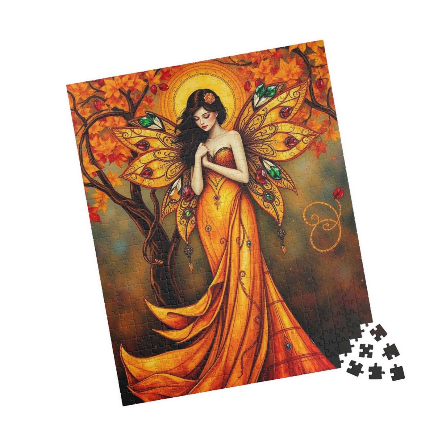 Bejeweled Autumn Fairy Jigsaw Puzzle, Mythical Fantasy Art, 110-1014 Pieces, Enchanting Unique Gift for Puzzle Lover, Family Fun Activity Puzzle The Puzzle Chest