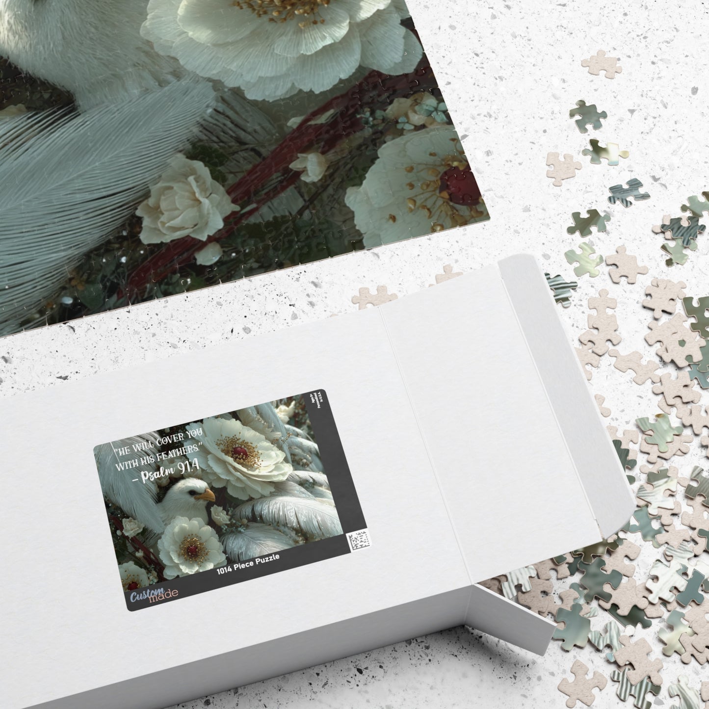 Under His Wings - Divine Shelter Jigsaw Puzzle, Religious Christian Faith-Based Game, Biblical Quote Psalm 91:4, Inspirational Gift Puzzle The Puzzle Chest