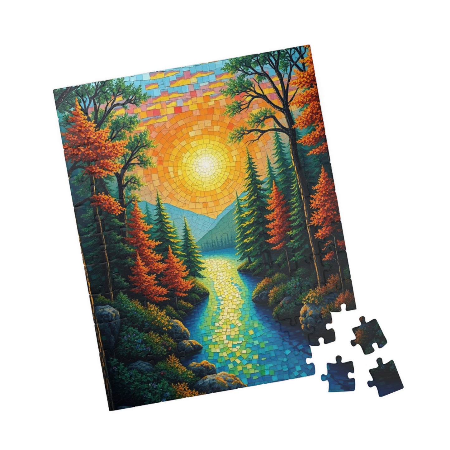 Nature-Inspired Mosaic Landscape Jigsaw Puzzle for Relaxation and Fun, Scenic Autumn Adventure, Best Gift for Family, Friends, Holidays Puzzle The Puzzle Chest