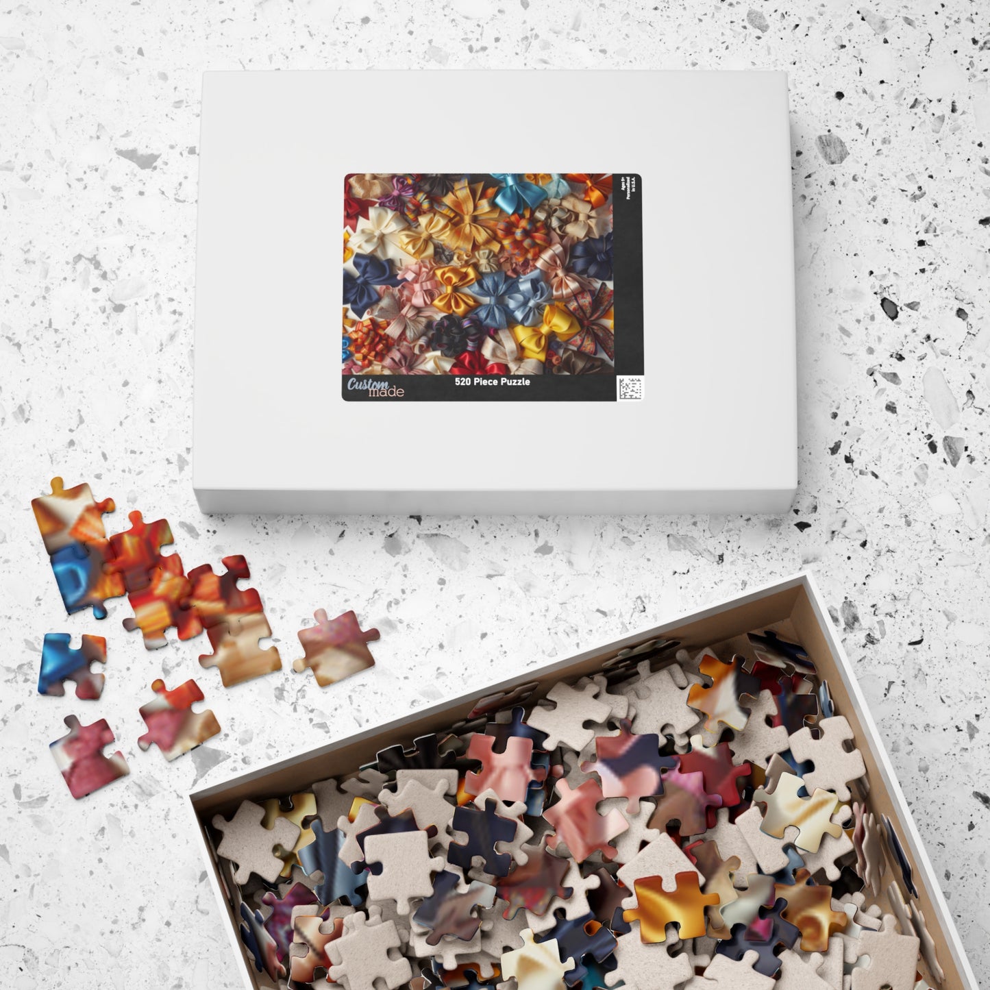 Jigsaw Puzzle, Bow Collage, Colorful 110 252 520 1014-Piece, Coquette Bows, Family Game Night, Mindfulness Activity, Holiday Gift, Stress Puzzle The Puzzle Chest